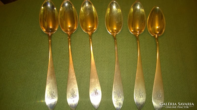 Antique silver gilded teaspoon set in box 106 g m 15 cm - also available as a gift!