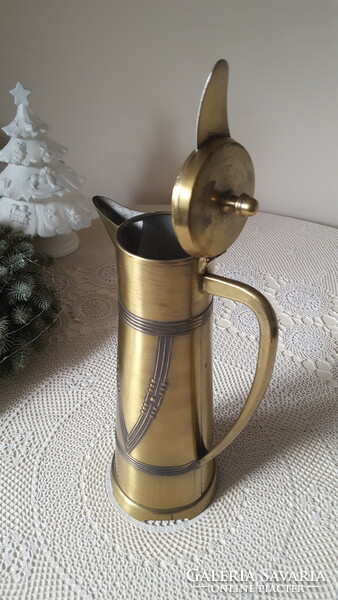 Tall, elegant Art Nouveau g.B.N teapot, copper jug