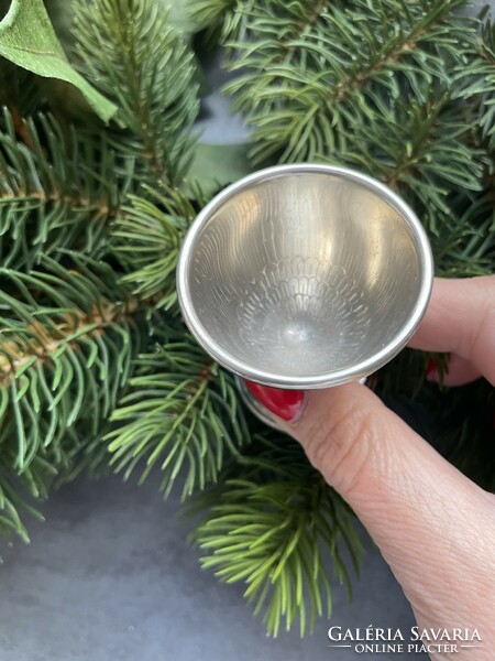 Old silver-plated small metal cup and saucer together