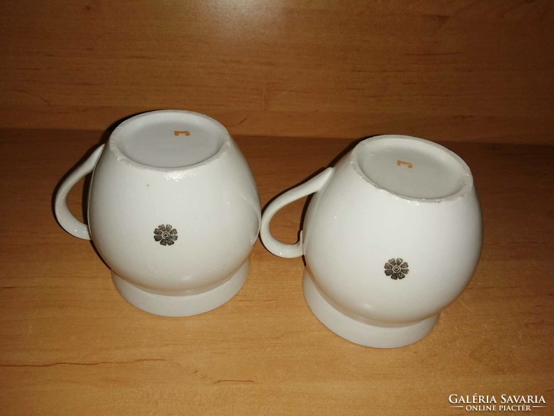 Jelzett porcelán hasas bögre párban - magasság 9,3 cm (14/d)