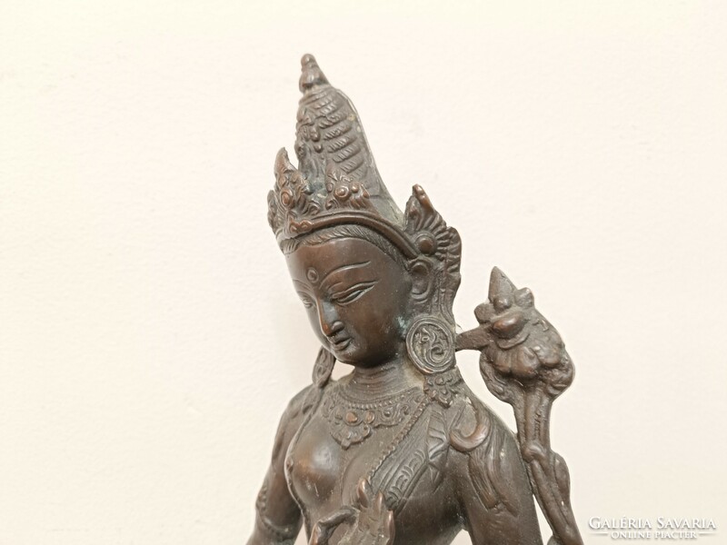 Antik buddha buddhista patinás bronz álló szobor 440 8184