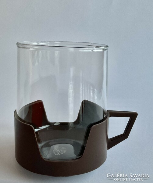 Simax 4 Czechoslovak heat-resistant glass cups in a plastic holder