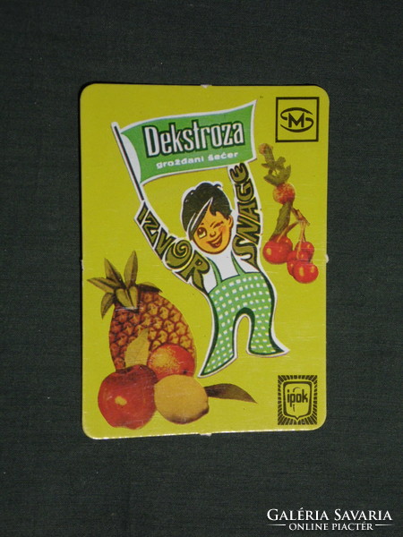 Kártyanaptár, Jugoszlávia,IPOK,Dekstroza szőlőcukor, édesipar, cukorgyár, 1978,   (4)