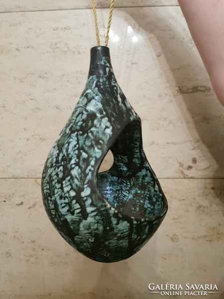 Green, retro hanging basket, basket, vase, 26 cm x 16 cm