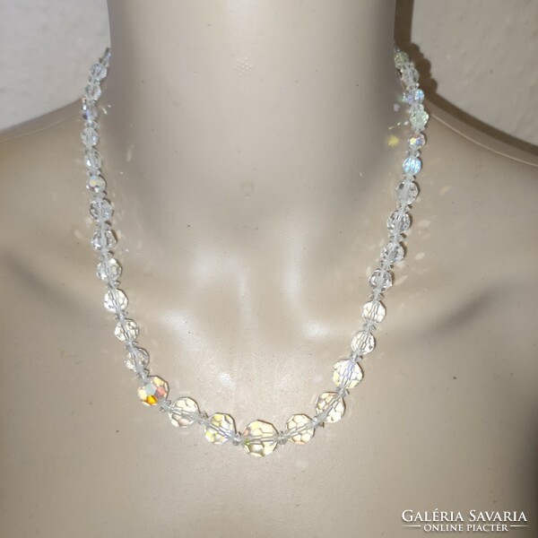 Antique aurora borealis crystal necklace 46cm