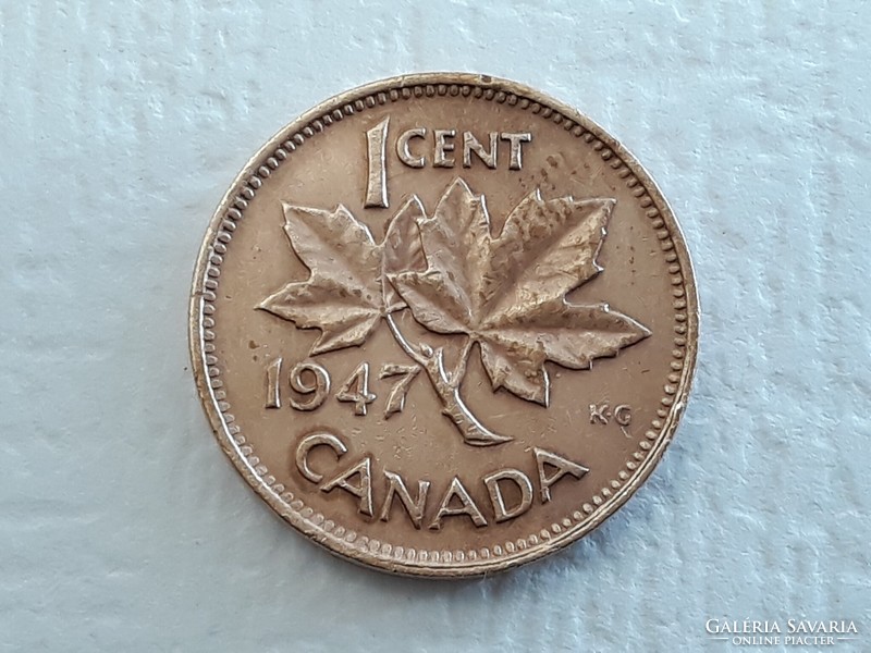 Kanada 1 Cent 1947 érme - Kanadai 1 Cent 1947 VI György Király külföldi pénzérme