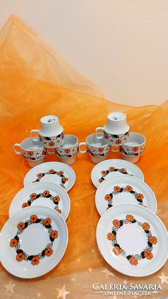 Hollóháza retro 6-person porcelain coffee set