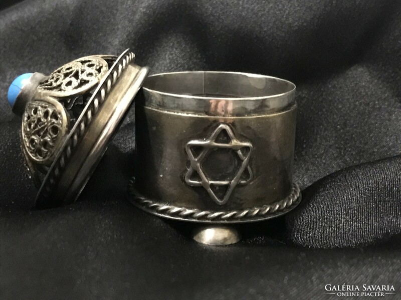 Judaika filigrán türkiz díszítéses ezüst dísztárgy