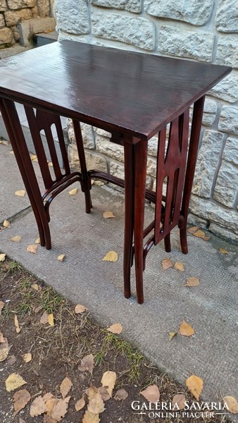 Antique 2-piece thonel folding tables, art nouveau art deco style console, standing coffee table, smoking room