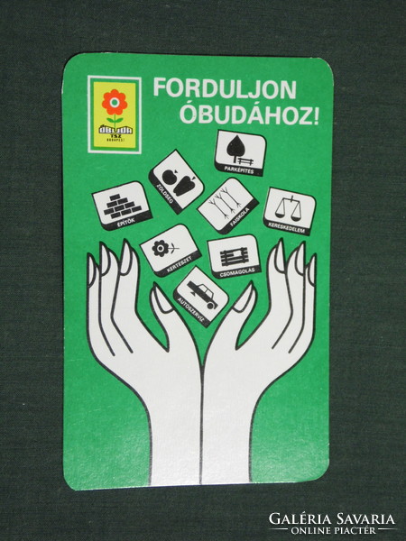 Card calendar, Óbuda tsz, gardening, service, packaging, Budapest, graphic artist, 1978, (4)
