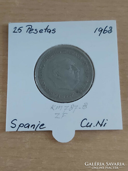 Spanish 25 pesetas 1957 (68) cuni, gral. Francisco franco in a paper case