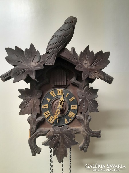 Alt Német,Germay XIX.Század Schwarzwaldi Fa Faragású Autentikus Láncos,Ütős Kakukkos Fali Óra.