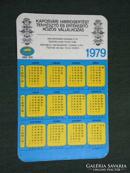 Kártyanaptár,KA-HYB ,Kaposvár Hibridsertést tenyésztő vállalat, 1979,   (4)