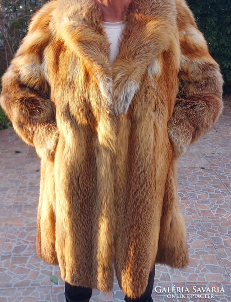 Women's long red fox fur coat
