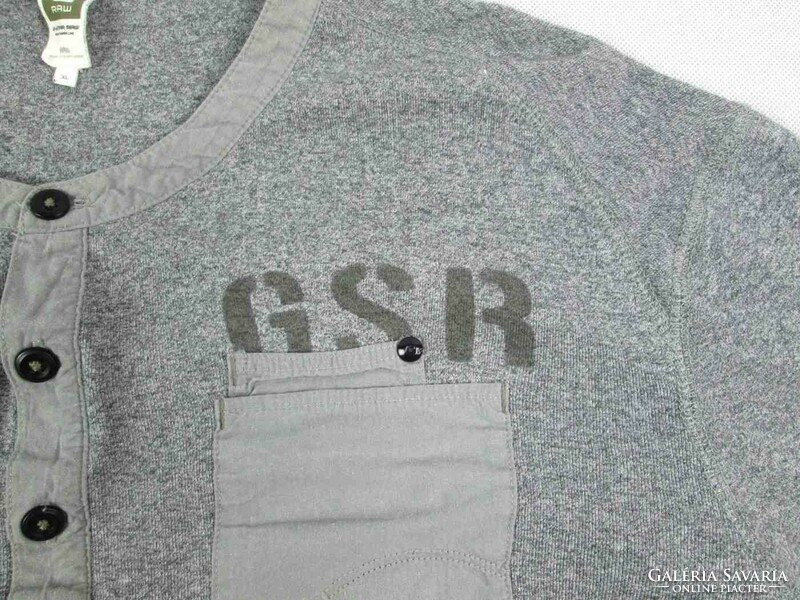 Original g-star raw (l / xl) gray men's long sleeve elastic t-shirt top