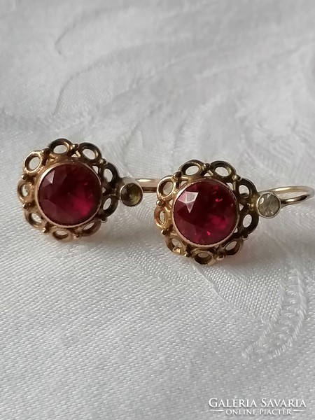 A pair of 14 carat ruby earrings