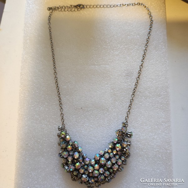 Metal crystal necklace with aurora borealis light 44 +7cm