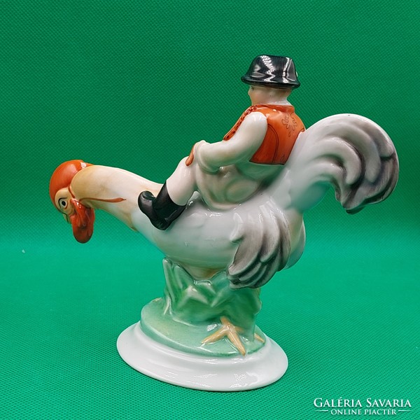 Lux Elek Herend Rooster Marci Porcelain Figure