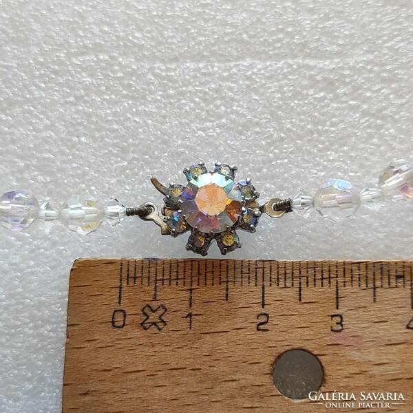Antique aurora borealis crystal necklace 46cm