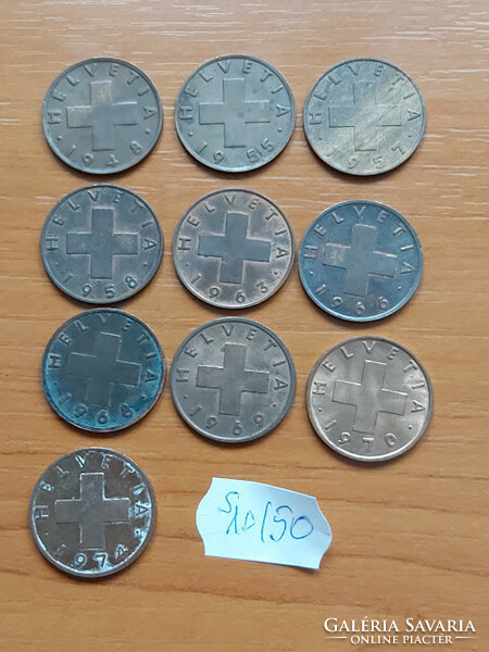 Switzerland 10 pieces 2 rappen 1948 - 1974 bronze s10/50#