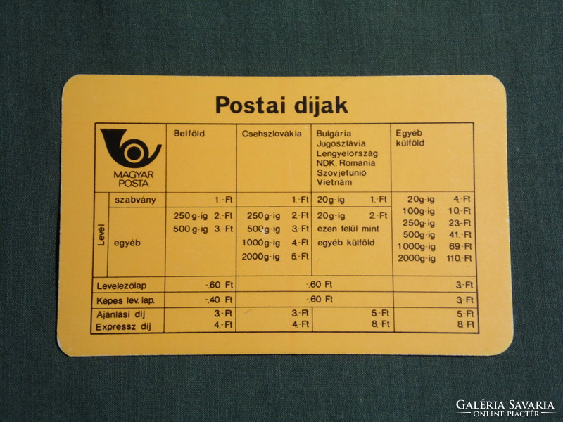 Card calendar, Hungarian Post fee table, 1979, (4)