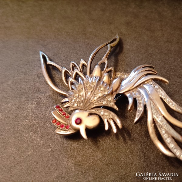 Old silver bird of paradise brooch