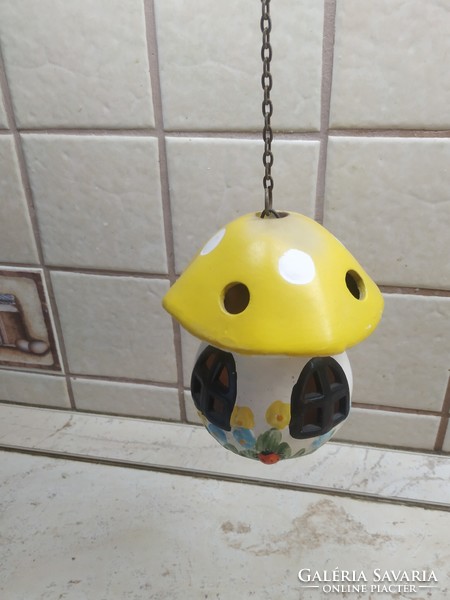 Hanging ceramic mushroom candle holder for sale!