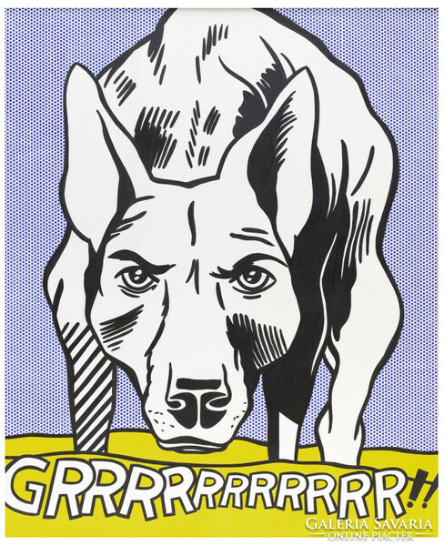 Roy lichtenstein: grrrrr, American pop art reprint poster, pit bull dog