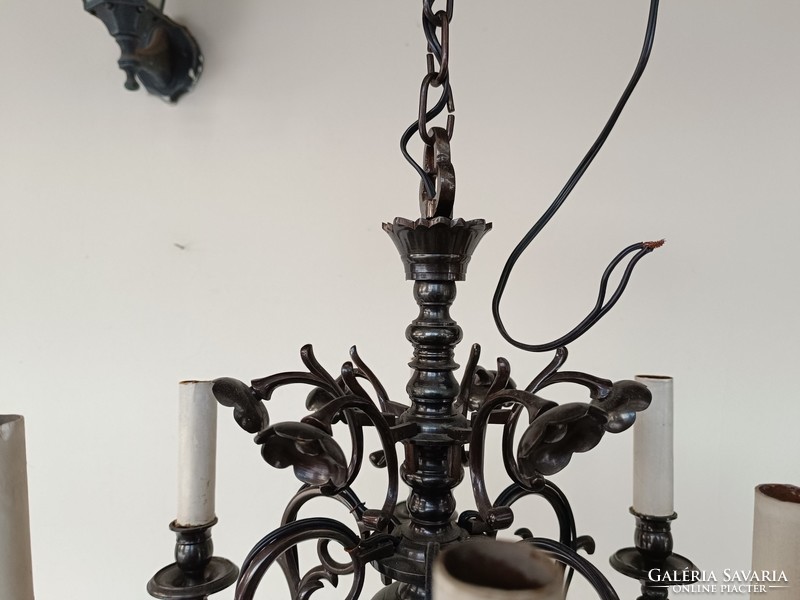 Used small chandelier painted metal 6 arms external wired 743 8376