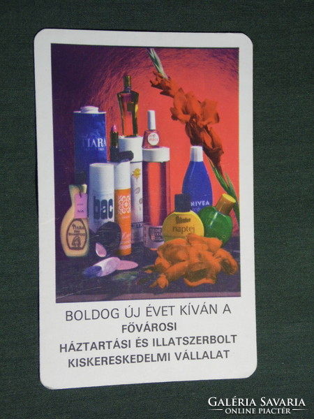 Kártyanaptár, Fővárosi háztartási illatszer üzletek, Budapest, Fabulon, Nivea, 1979,   (4)