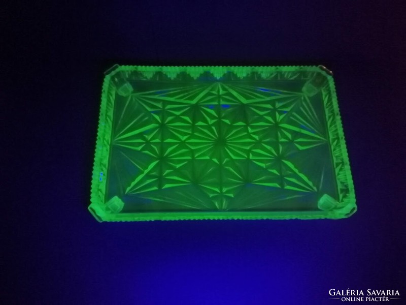 Art deco uranium glass, Vaseline glass tray, offering