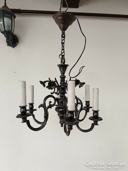 Used small chandelier painted metal 6 arms external wired 743 8376