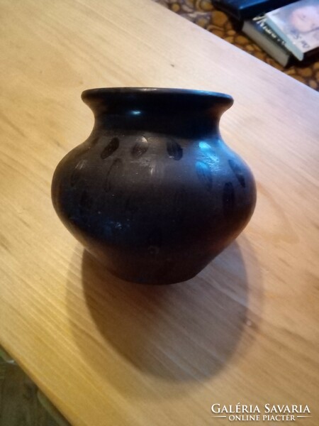 Marked reed yard black ceramic vase