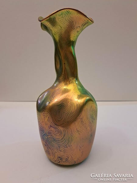 Beautiful, rare!!! Zsolnay eosin deformed vase with tiffany decor