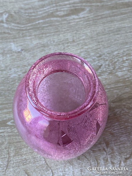 Különleges gyűjtői darab - rózsaszín karcagi fátyolüveg váza
