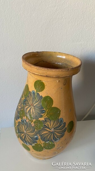 Old large-scale glazed flower-patterned folk flower-patterned pitcher pot