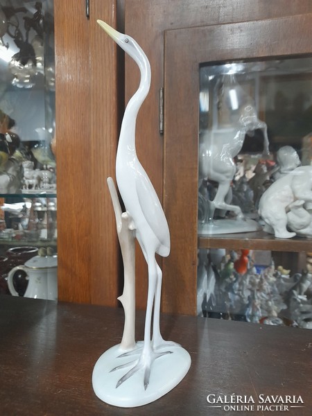 Aquincumi Kézi Festésű Art Deco Porcelán Gém Daru Madár Figura. 30 cm.