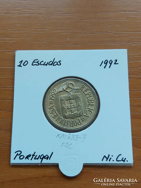 Portugal 10 escudo 1992 ni brass paper case