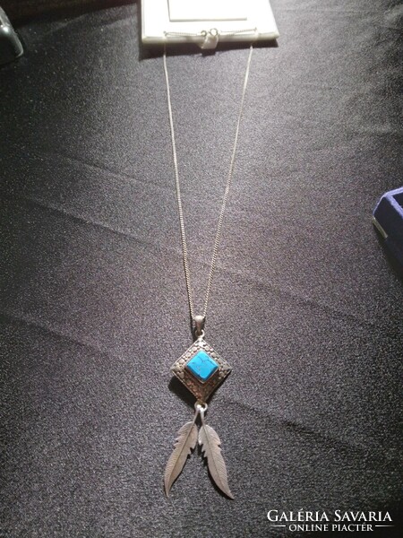 Beautiful silver necklace dream catcher pendant with turquoise stone 925