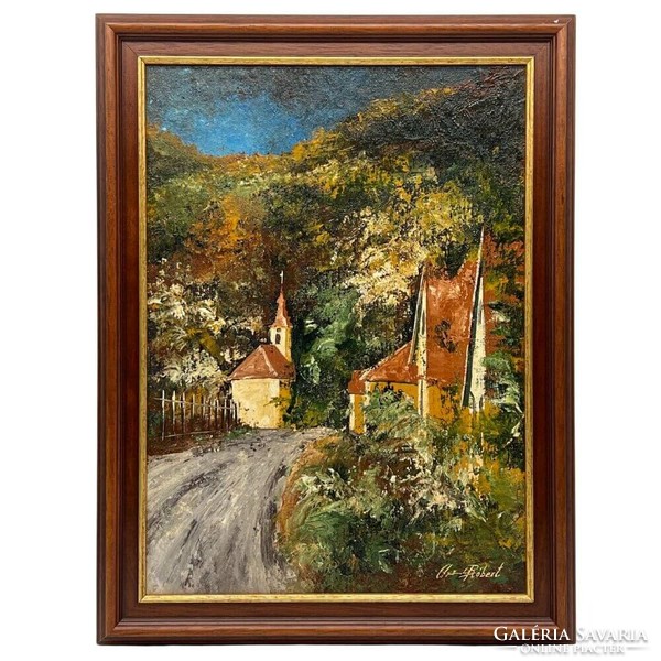 Winding street - marked oil painting f164