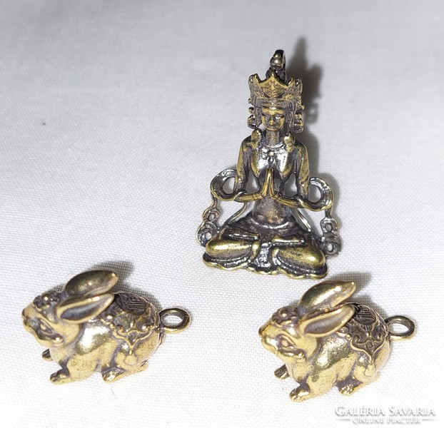6 miniature copper animal figurines