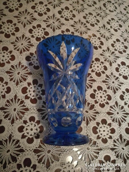 Kék ólomkristály váza