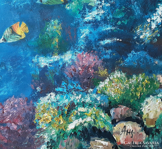 Antiipina galina: in the depths of the sea, oil painting, canvas, 58x58cm