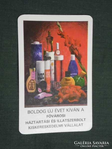 Kártyanaptár, Fővárosi háztartási illatszer üzletek, Budapest, Fabulon, Nivea, 1978,   (4)