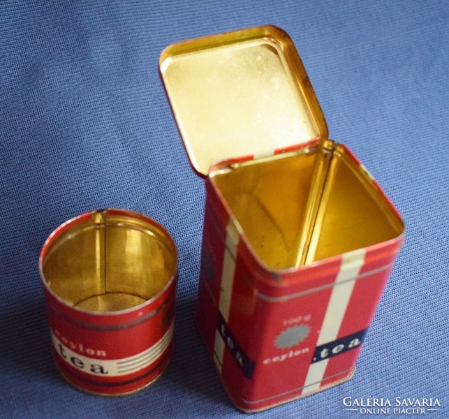 Ceylon tea box, tea box, metal box, 11.5 and 7 cm 2 pcs.