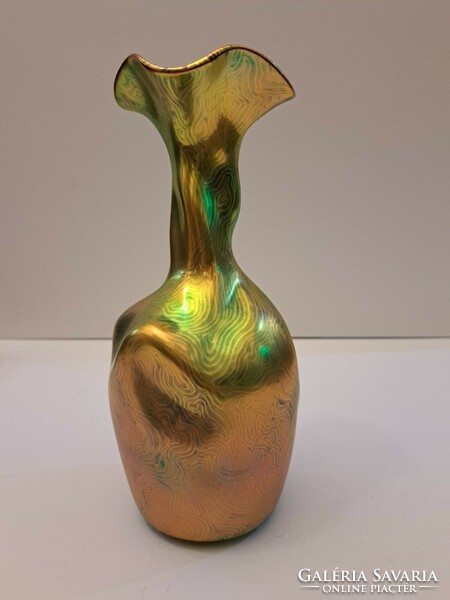 Beautiful, rare!!! Zsolnay eosin deformed vase with tiffany decor