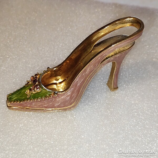 Gold-plated/enamel metal jewelry holder shoes