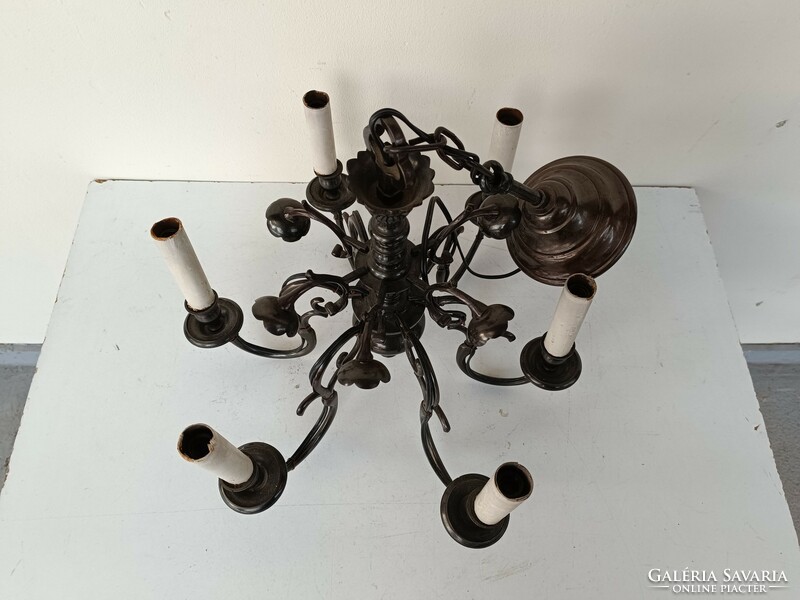 Used small chandelier painted metal 6 arms external wired 743 8376