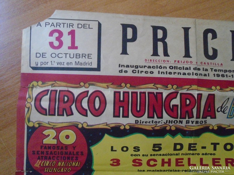 ZA475.8 Cirkusz Circo Hungria de Budapest  1961 Spanyolország Madrid,  Fővárosi Nagycirkusz  plakát