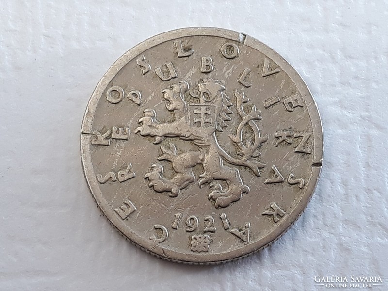 Csehszlovákia 50 Heller 1921 érme - Csehszlovák 50 Heller 1921 külföldi pénzérme